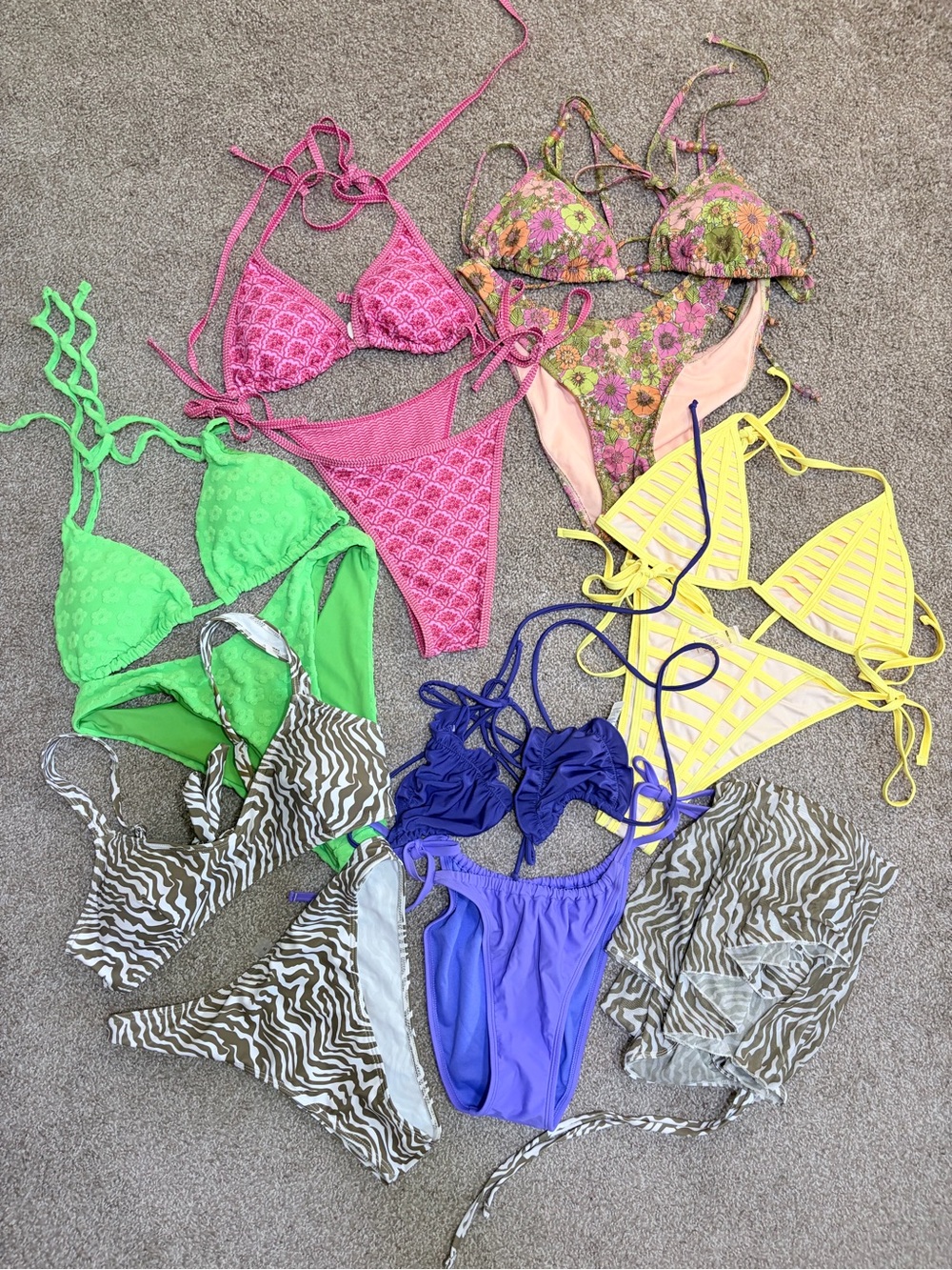 Size M Bikini Swimsuit Haul 7 Sets Colorful Floral Animal Print